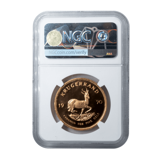 1970 Graded 1 Oz Proof Krugerrand PF 65 Ultra Cameo