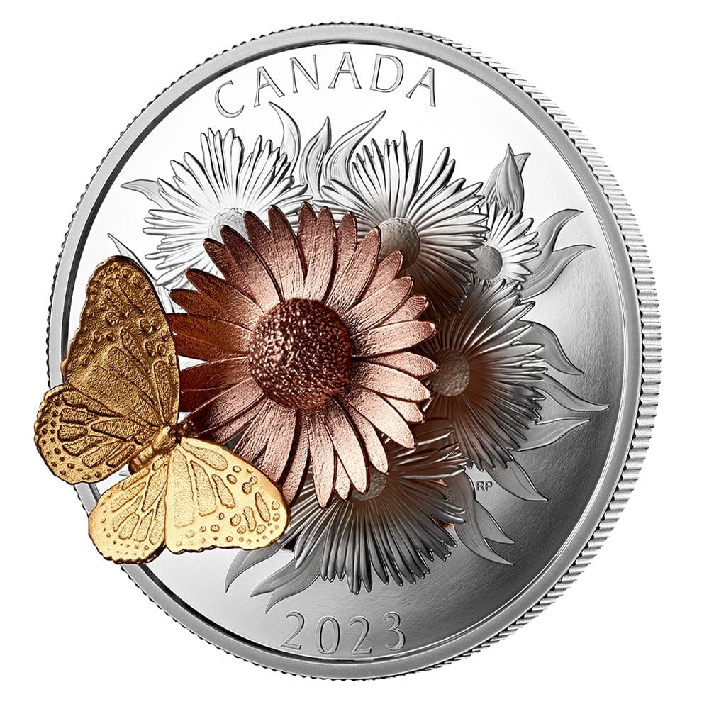 The Monarch and The Bloom 5 Oz Silver Coin