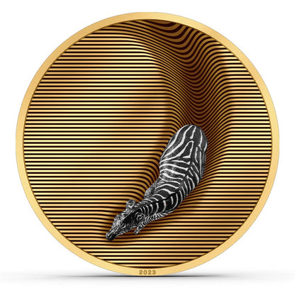 Camouflage of Nature Gilded Gold plated 5 OZ Silver Zebra Coin 2023
