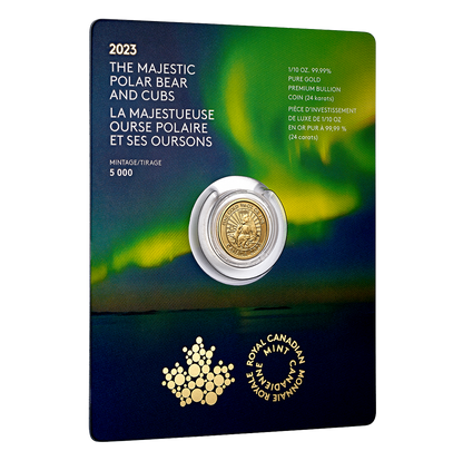 The Majestic Polar Bear and Cubs 1/10 oz Collectible Gold Coin