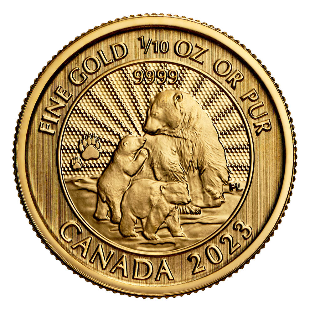 Collectable Gold Coin The Majestic Polar Bear and Cubs 1/10 oz Collectible Gold Coin – The ...