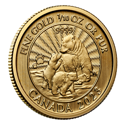 The Majestic Polar Bear and Cubs 1/10 oz Collectible Gold Coin