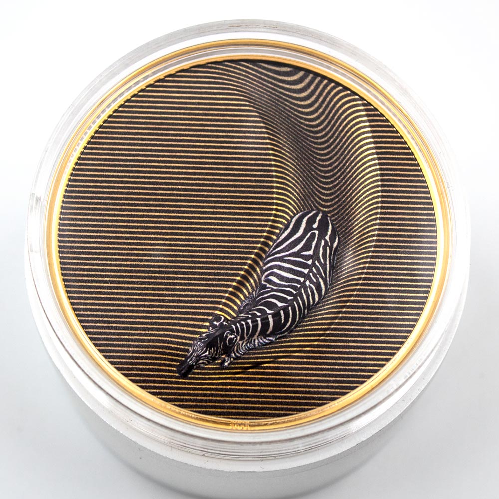 Camouflage of Nature Gilded Gold plated 5 OZ Silver Zebra Coin 2023