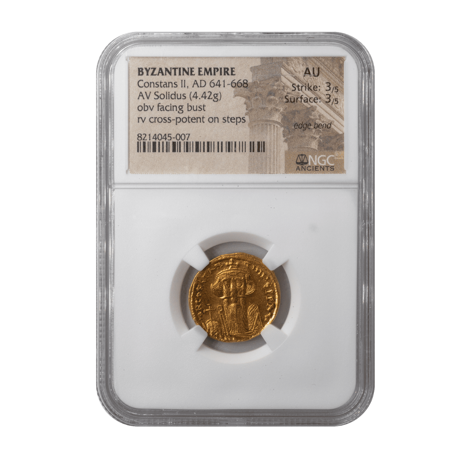 Constans II AV Solidus (Emperor w/Cruciger / Oriental Cruciform Reverse)-The Scoin Shop