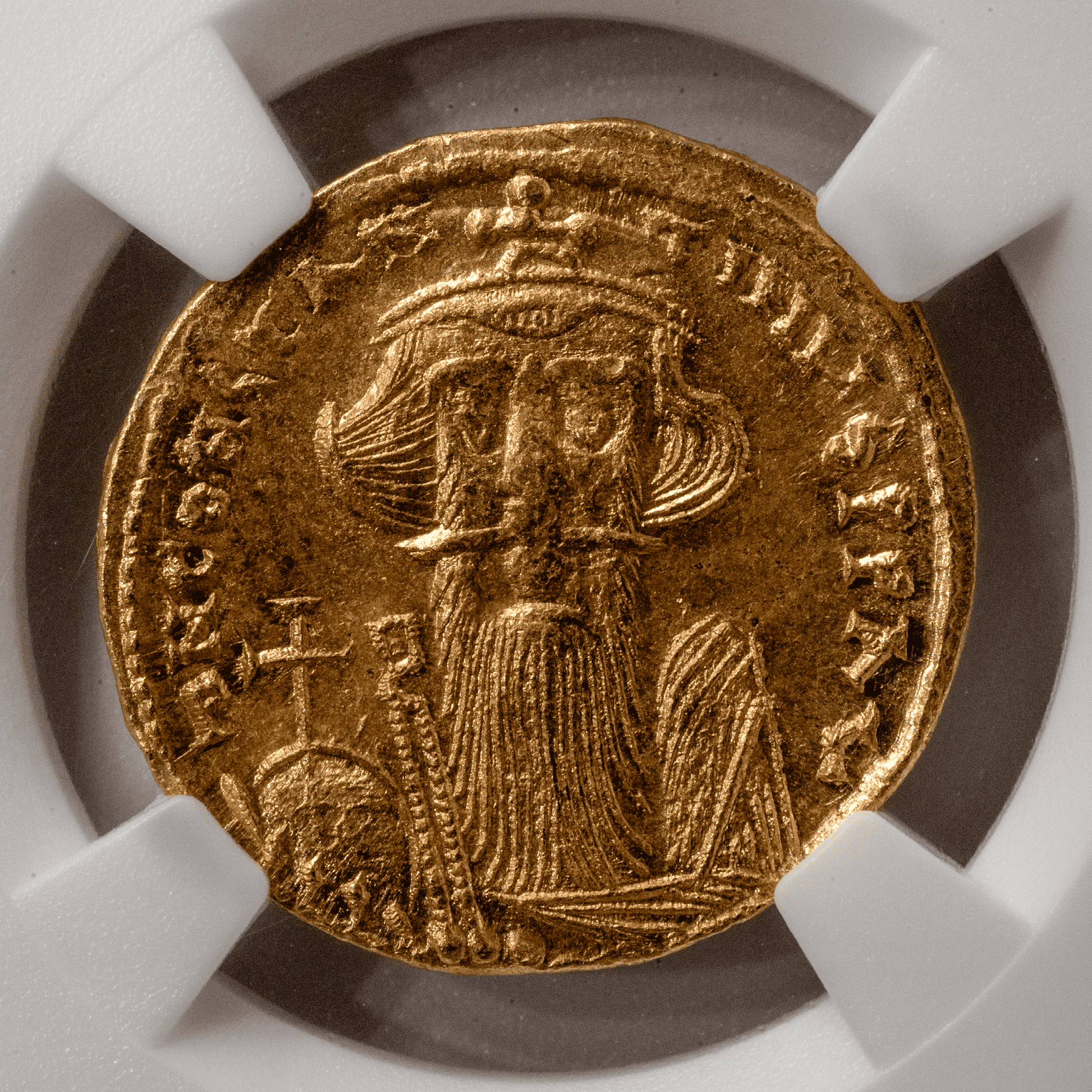 Constans II AV Solidus (Emperor w/Cruciger / Oriental Cruciform