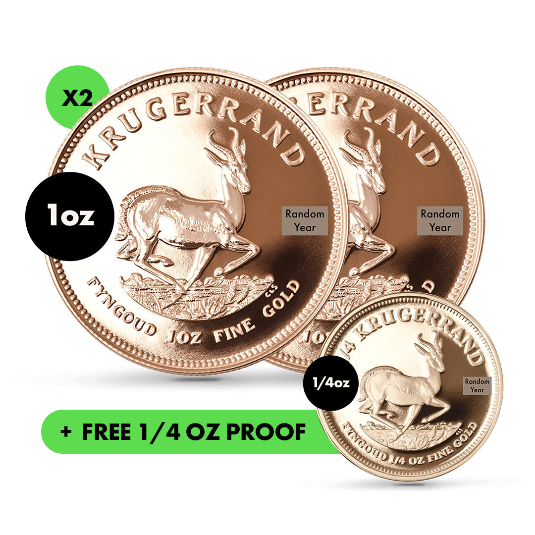 Buy 2x 1 oz proof Krugerrands and get a 1/4 oz Proof Krugerrand free