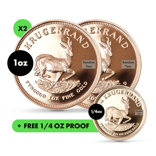 Buy 2x 1 oz proof Krugerrands and get a 1/4 oz Proof Krugerrand free