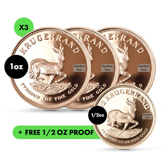 Buy 3x 1 oz proof Krugerrands and get a 1/2 oz Proof Krugerrand free