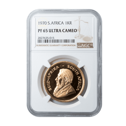 1970 Graded 1 Oz Proof Krugerrand PF 65 Ultra Cameo-The Scoin Shop