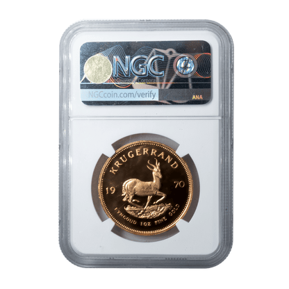 1970 Graded 1 Oz Proof Krugerrand PF 65 Ultra Cameo-The Scoin Shop