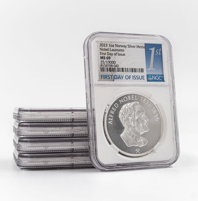 The Nobel 1 Oz Silver: NGC Graded First Day Of Issue