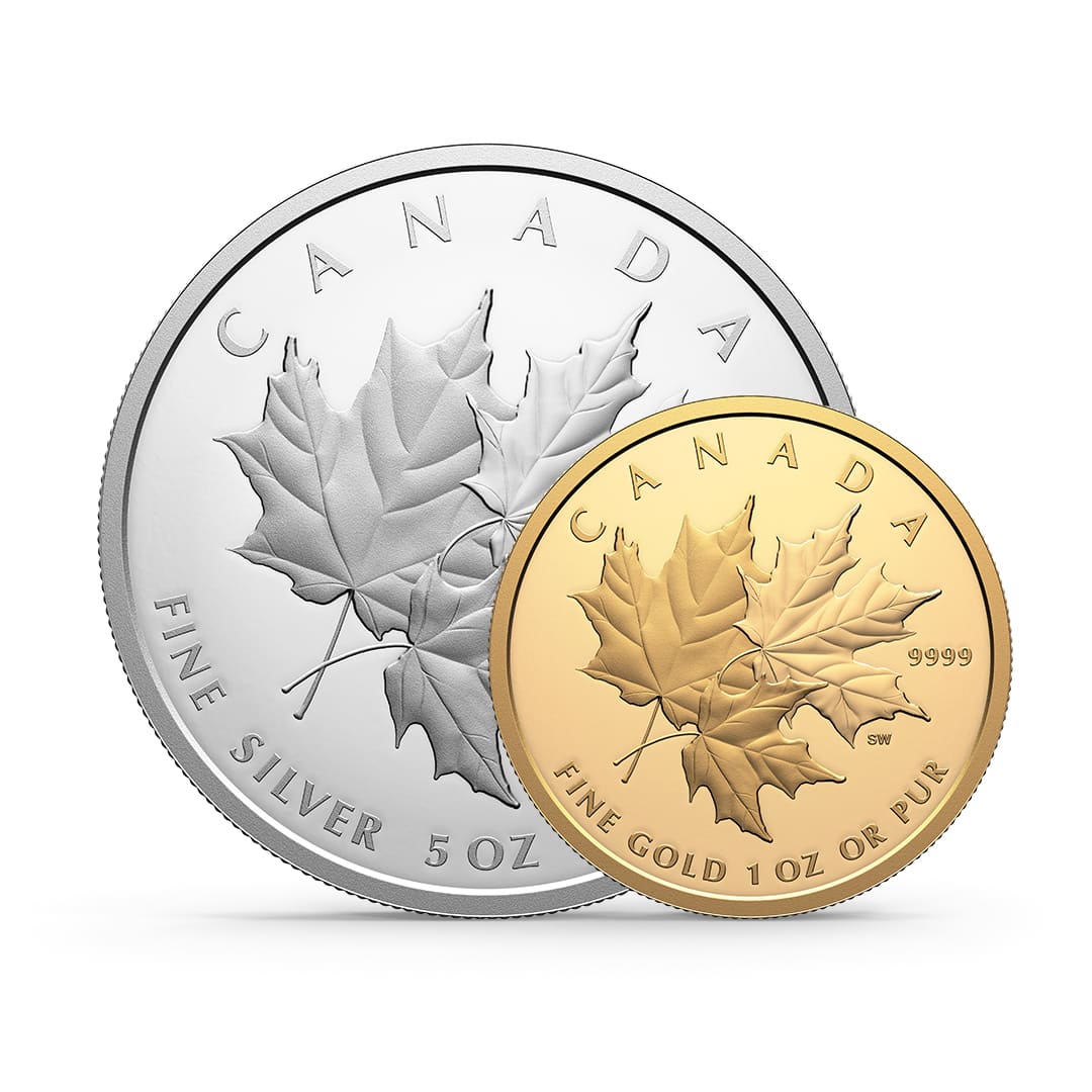 Triple Maple Leafs 1 oz Gold & 5 oz Silver Bundle