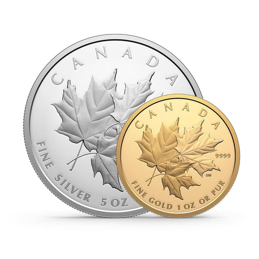 Triple Maple Leafs 1 oz Gold & 5 oz Silver Bundle
