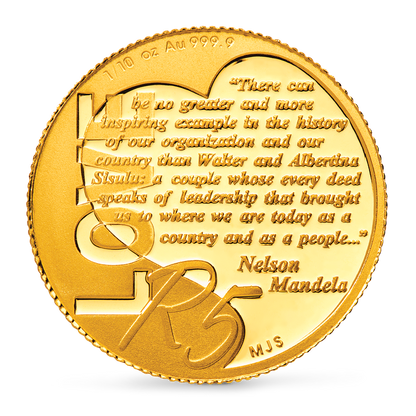 The Greatest South African Love Story: Walter and Albertina Sisulu 2012 Protea 1/10 oz Gold