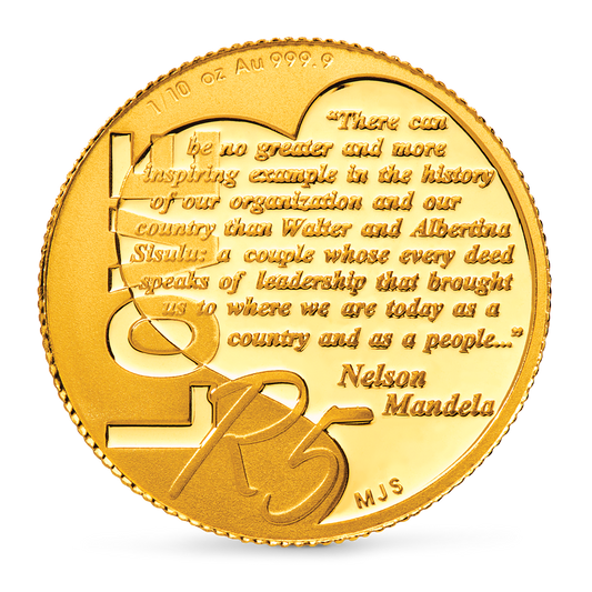 The Greatest South African Love Story: Walter and Albertina Sisulu 2012 Protea 1/10 oz Gold