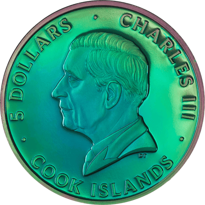 2025 Cook Islands Spectrum Peacock 1 oz Silver Colorized Proof Coin-The Scoin Shop