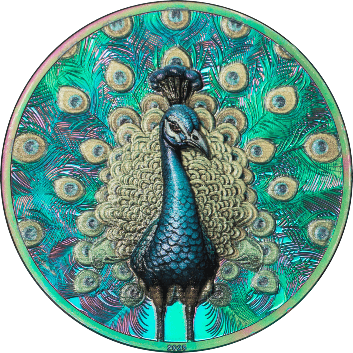 2025 Cook Islands Spectrum Peacock 1 oz Silver Colorized Proof Coin-The Scoin Shop