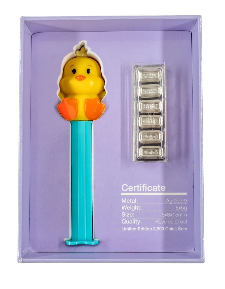 PEZ Happy Spring Silver Bar & Dispenser - Limited Edition Candy Dispenser