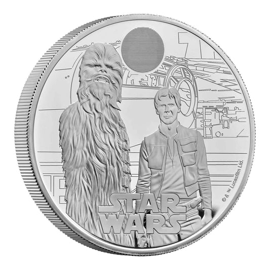 Star Wars Han Solo and Chewbacca 2024 UK 5oz Silver Proof Coin