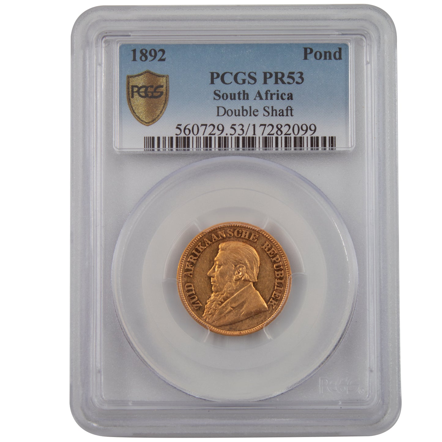 1892 1 Pond Double Shaft Gold Coin – PR53 PCGS Certified