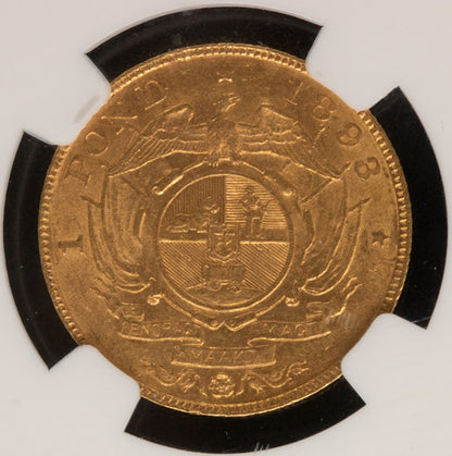 1893 1 Pond MS62 – NGC Certified South African Gold Coin