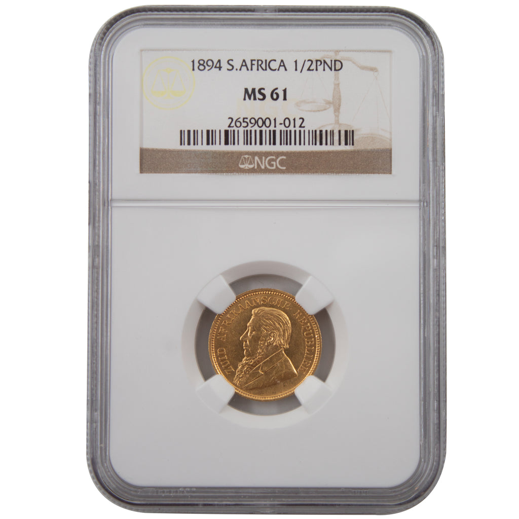 1894 1/2 Pond MS61 – NGC Certified South African Gold Coin