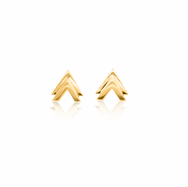 Arrow Head Stud Earrings 24ct Gold