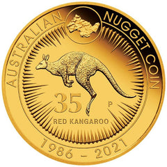 2021 Australia 1/4 oz Gold Kangaroo Nugget 35th Anniversary Proof $25 Coin