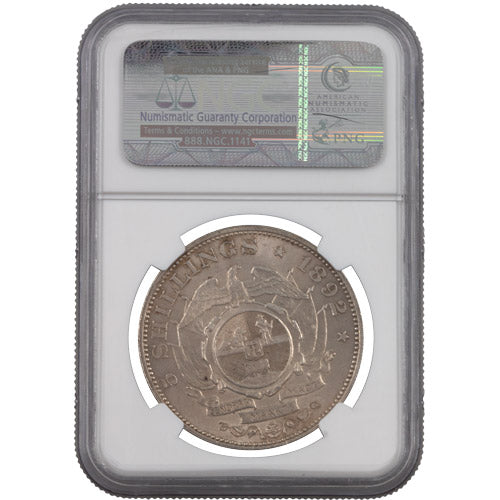 1892 5 Shillings Single Shaft MS61 – NGC Certified South African Silver Coin