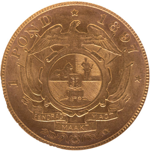 1897 1 Pond MS62 – NGC Certified South African Gold Coin