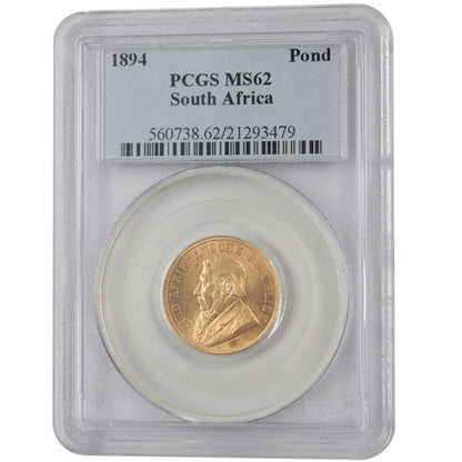 1894 1 Pond MS62 – PCGS Certified South African Gold Coin-The Scoin Shop