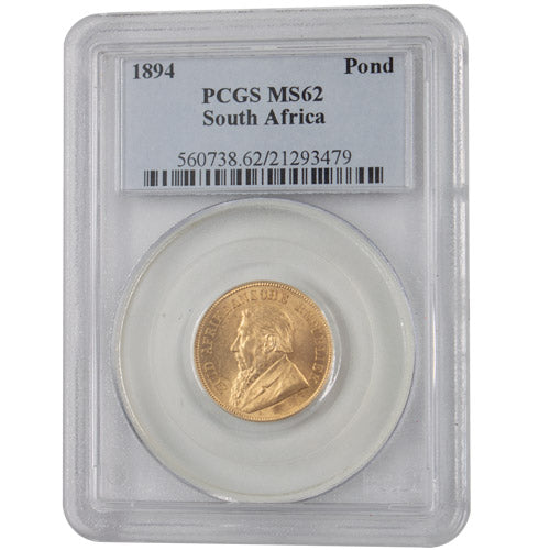 1894 1 Pond MS62 – PCGS Certified South African Gold Coin