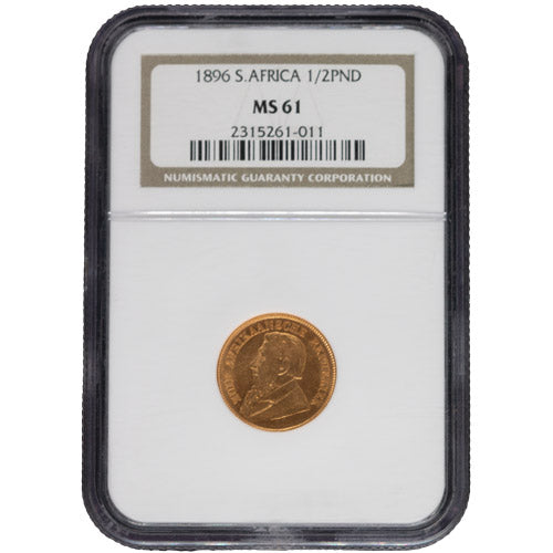 1896 1/2 Pond MS62 – NGC Certified South African Gold Coin