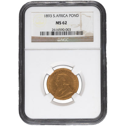 1893 1 Pond MS62 – NGC Certified South African Gold Coin