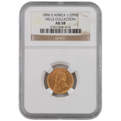 1896 1/2 Pond AU58 – NGC Certified South African Gold Coin