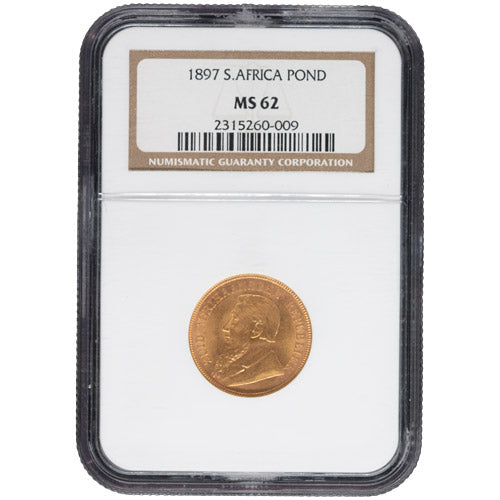 1897 1 Pond MS62 – NGC Certified South African Gold Coin