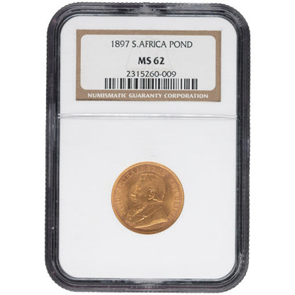 1897 1 Pond MS62 – NGC Certified South African Gold Coin