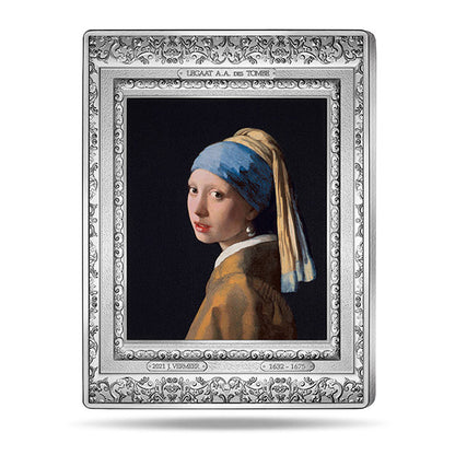 Museum Masterpiece | The Girl with a Pearl Earring - Johannes Vermeer ½ KG Silver